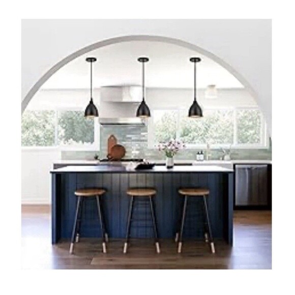 3 Pack Industrial Farmhouse Ceiling Hanging Pendant Light Fixtures Black Gold - Picture 5 of 14